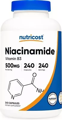 Nicotinamide 500mg  Anti-aging NAD Supplement Energy Production 240 Capsules. • $20.64