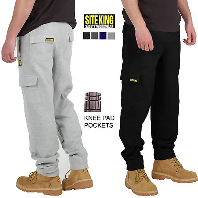 SITE KING Mens Cargo Combat Work Tracksuit Jogging Bottoms & KNEE PAD POCKETS • £22.95