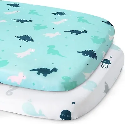 Fitted Bassinet Sheets For Standard Bassinet Cradle Mattress 2 Pack Breathable • $17.99