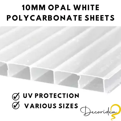 10mm Opal White Polycarbonate Roofing Sheet - UV Protection • £47.80