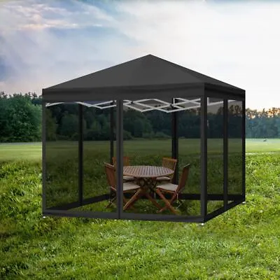 $183.85 • Buy Gazebo Pop Up Marquee Tent Outdoor Steel Frame Mesh Side Wall Waterproof Black