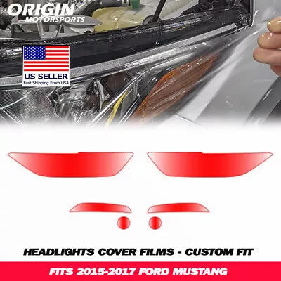 PreCut Headlights Clear Covers Bra Film Kit PPF Fits 2015-2017 MUSTANG • $44.99