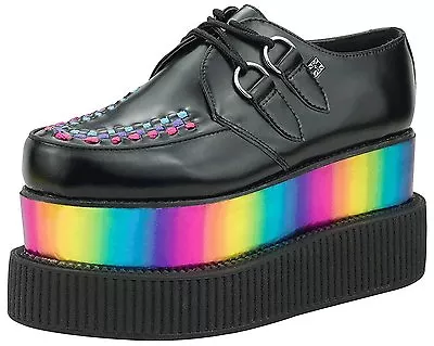 £94.99 • Buy T.U.K. A8641 Rare Tuk Black Leather Triple Rainbow Sole Viva Creepers  Mondo