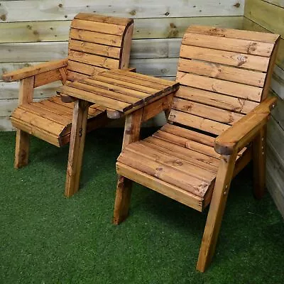 Charles Taylor Hand Made 2 Seater Rustic Wooden Garden Love Seat Straight • £407.95