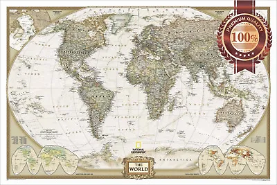 $19.95 • Buy Large Detailed Political Map Of The World Home Wall Art Print Premium Poster
