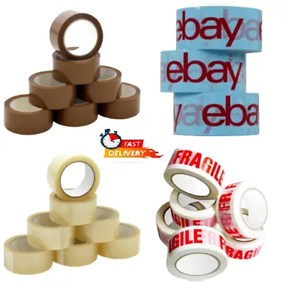 Clear Brown Parcel Tape Strong Packing Carton Sealing Tape 48mm X 66m 1 6 12 36 • £5.99