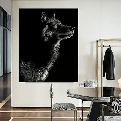 Black And White Wolf Canvas Painting Animal Wall Art Poster Prints Wall Pictures • $15.03