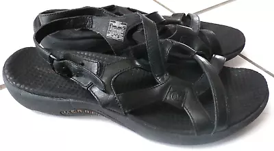Merrell Agave Black Leather Strappy Sandals Comfort Shoes Women's Size 9 • $29