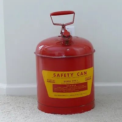 Vintage Eagle Red 5 Gallon Steel Coated Gas Safety Can UI-50-S Type 1 ~ VGC • $39.50