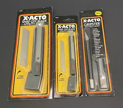 X-Acto Lot Heavy Duty Snap-Off Knife X2 Plus Gripster W/No. 11 Blade Safety Cap • $23.99