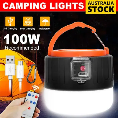 $26.96 • Buy 2 Pack Solar Camping Lantern Rechargeable LED Tent Light Ultra Bright Flashlight