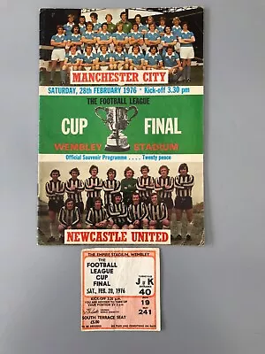 Manchester City V Newcastle Utd 1976 League Cup Final Programme + Ticket • £0.99