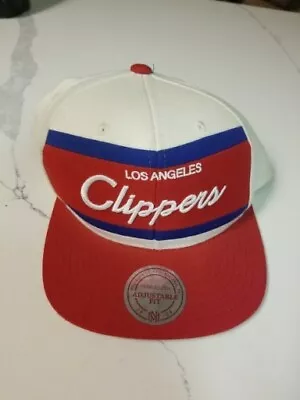 Los Angeles Clippers Mitchell Ness Hat Cap Snap Back Red White NBA Basketball • $12.99