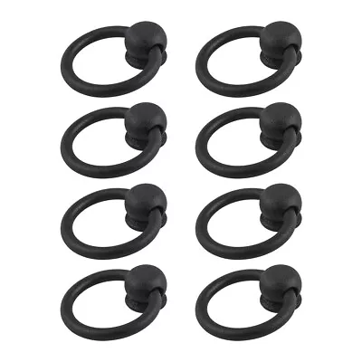 8 Ring Pulls Black Wrought Iron Mission Style Set Of 8 | Renovator's Supply • $61.94