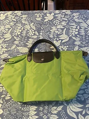 RARE Sarah Morris Longchamp Le Pliage Folding Nylon Tote Large Green 18x10x8 • $98