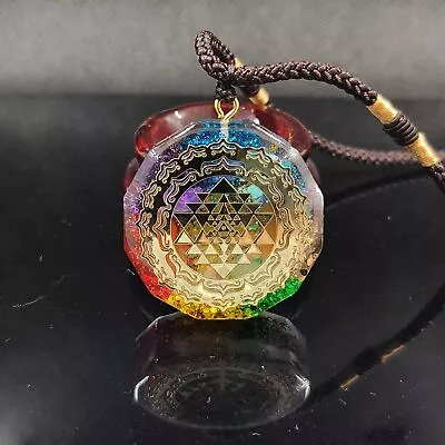 $5.38 • Buy Orgonite Pendant Sri Yantra Necklace Sacred Geometry Chakra Energy Necklace ~AN