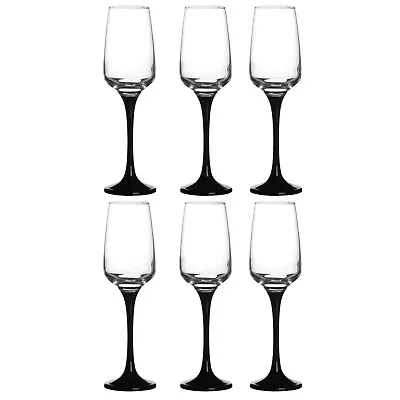 Set Of 6 X 230ml Black Stem Champagne Sparkling Wine Prosecco Glasses Cocktail • £19