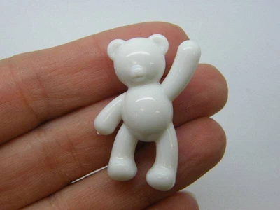 £2.30 • Buy 8 Teddy Bear Pendants  Or Beads White Acrylic P764