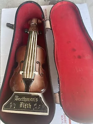 Vintage Beethoven's Fifth Musical Liquor Decanter Violin. WORKS! Case Included. • $36.99