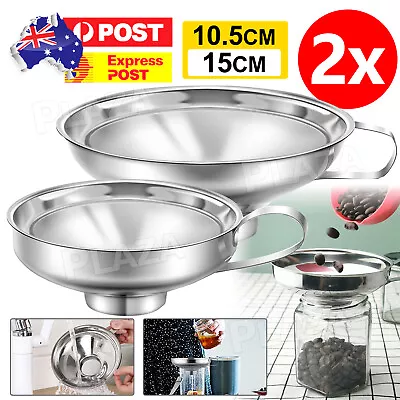 $12.85 • Buy 2Pcs Stainless Steel Funnel Wide Mouth Canning Kitchen Detachable Wide  Hopper