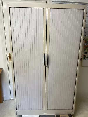 Metal Tambour Sliding Door Office Storage Filing Cabinet Pull Out Work Shelf • £150