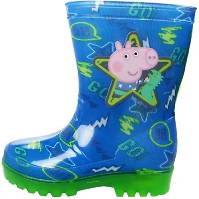 Boys Kids Peppa George Pig Wellies Flashing Wellington Rain Boots Uk Size 5-10 • £12.95