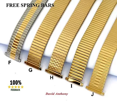 BEST-ADJUSTABLE Expanding 18mm - 22mm Watch Bracelet GOLD PLATE STAINLESS STEEL • £13.95