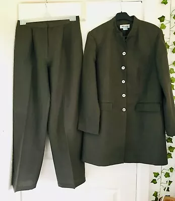 Women's MONSOON Linen Blend Khaki Trouser Suit - Jacket -UK16 / Trousers UK14 • £45