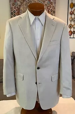 Stunning ARNOLD BRANT Mens White 100% Bamboo Herringbone Blazer Sz 38 R MINT! • $129.99