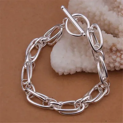 Women's Solid 925 Sterling Silver Double Chain Bangle Bracelets Ladies Jewelry • £4.88