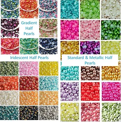 Half Round Pearls 2mm -19mm Mixed Size Flatback Pearls Cardmaking Craft Acrylic • £3.99