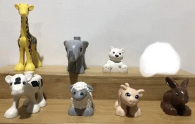 Lego Duplo Animal Figures Bulk Lot Of 7 Giraffe Elephant Bear Cow Rabbit Pig • $30