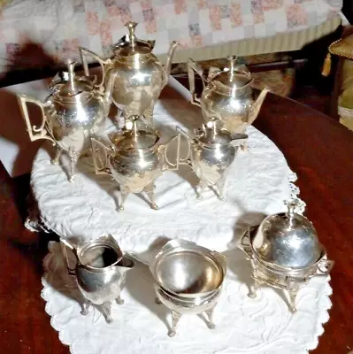 Meriden 8 Pc. Coffee Tea Service Set Silver Plate Floral Pattern • $450