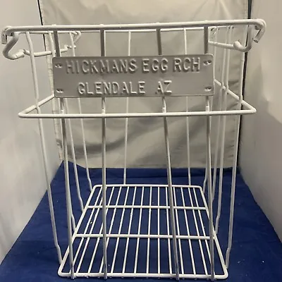 Vintage Wire White Painted Metal Egg Crate Flip-up Handles Marked Hickman Egg • $75