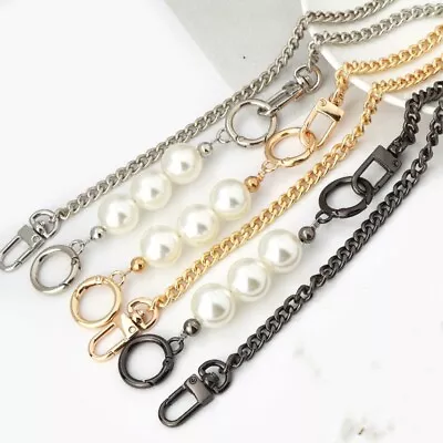 Replacement Metal Pearl Purse Chain Strap Handle Shoulder Crossbody Handbag • £4.79