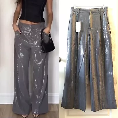 LAST Size M NWT ZARA MENSWEAR STYLE SEQUIN PANTS ANTHRACITE GREY 4432/511 • $55.99