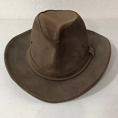 Vintage The Aussie Hat Minnetonka Size M Brown Genuine Leather Outback Style • $34.99