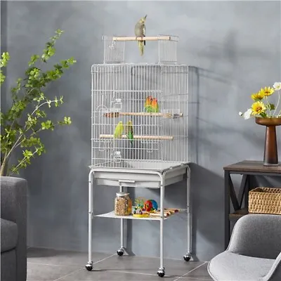 £59.99 • Buy Play Top Bird Cage W/ Rolling Stand For Parakeet Lovebird Cockatiel Light Gray