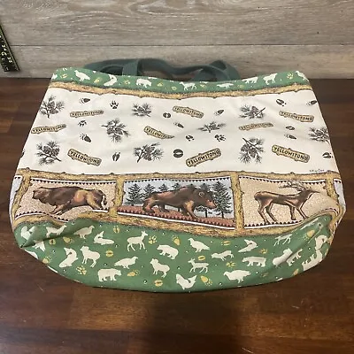 YELLOWSTONE National Park  Tote Bag  Bison Bear Elk Pine Cones • $29.50