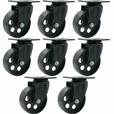 8 All Black Metal Swivel Plate Caster Wheels Heavy Duty (3.5  No Brake) • $51.23