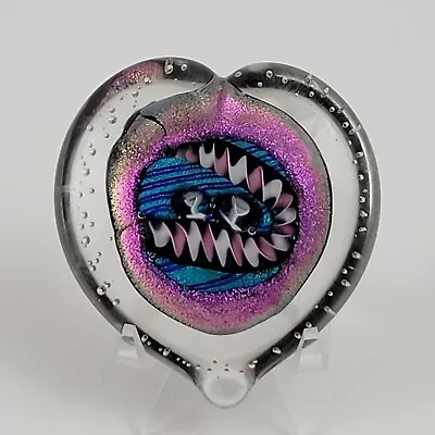 Randy Strong Heart Dichroic Swirl Art Glass Paperweight Martini Shapes 2.5  1999 • $99.95
