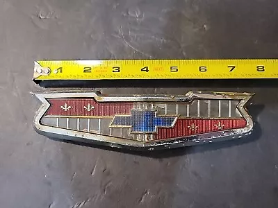 7½ Inches Chevrolet Grill Hood Trunk Emblem 1950s 1960s Metal Plastic Vintage • $34