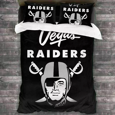 US Las Vegas Raiders 3PCS Bedding Sets Duvet Cover Pillowcases Comforter Cover • $64.59