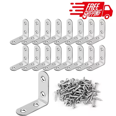 16 Pcs L Bracket Stainless Steel Corner Brace Sets 90 Degree Right Angle • $10.49