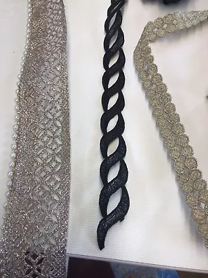 Lace 1 Yard Golden Metallic Embroidery Venise Trims For Clothes Embellishment • £4