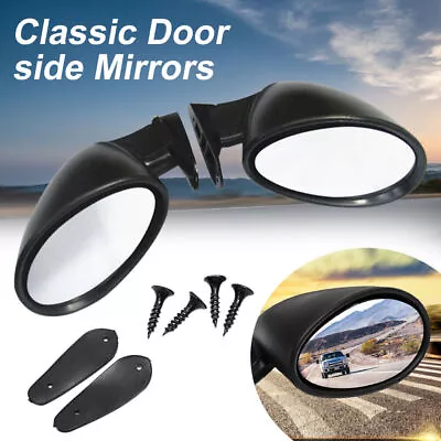 $37.99 • Buy 1 Pair Classic Car Door Side View Mirror Matte Black Gaskets Vintage Universal