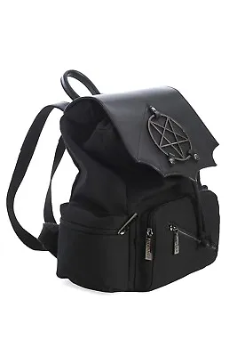 £39.99 • Buy BANNED Apparel Black Gothic Emo Bat Wing Canvas Moloch Pentagram Backpack Bag