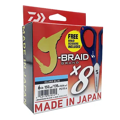 Daiwa J-Braid Grand X8 Island Blue Line With Free Braid Scissors • $74.99