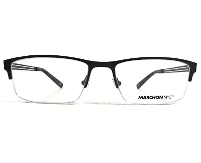 Marchon NYC Eyeglasses Frames IRVING 412 Black Rectangular Half Rim 53-17-140 • $49.99