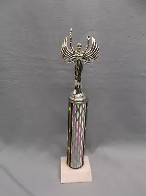 Silver Victory Trophy Silver And Black Column Award Marble Base • $4.31